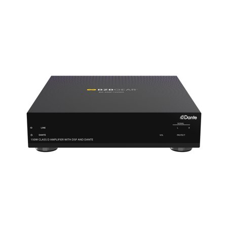 BZBGEAR 2-Channel 150W Compact Class D DSP & Amplifier with Digital/Analog Audio and 2x2 Dante In/Out