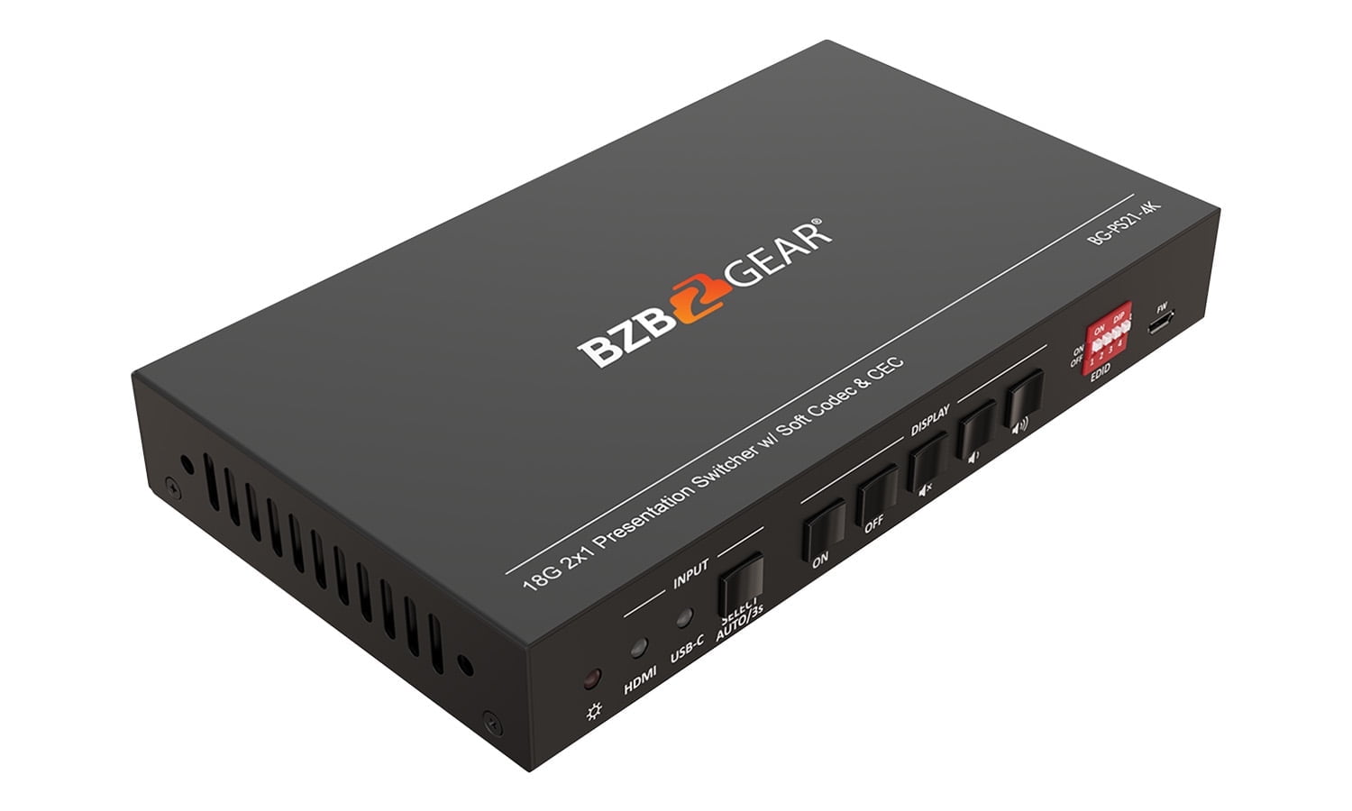 BZBGEAR 2-Port 4K UHD KVM Presentation Switcher with HDMI/USB-C Inputs and HDMI Output
