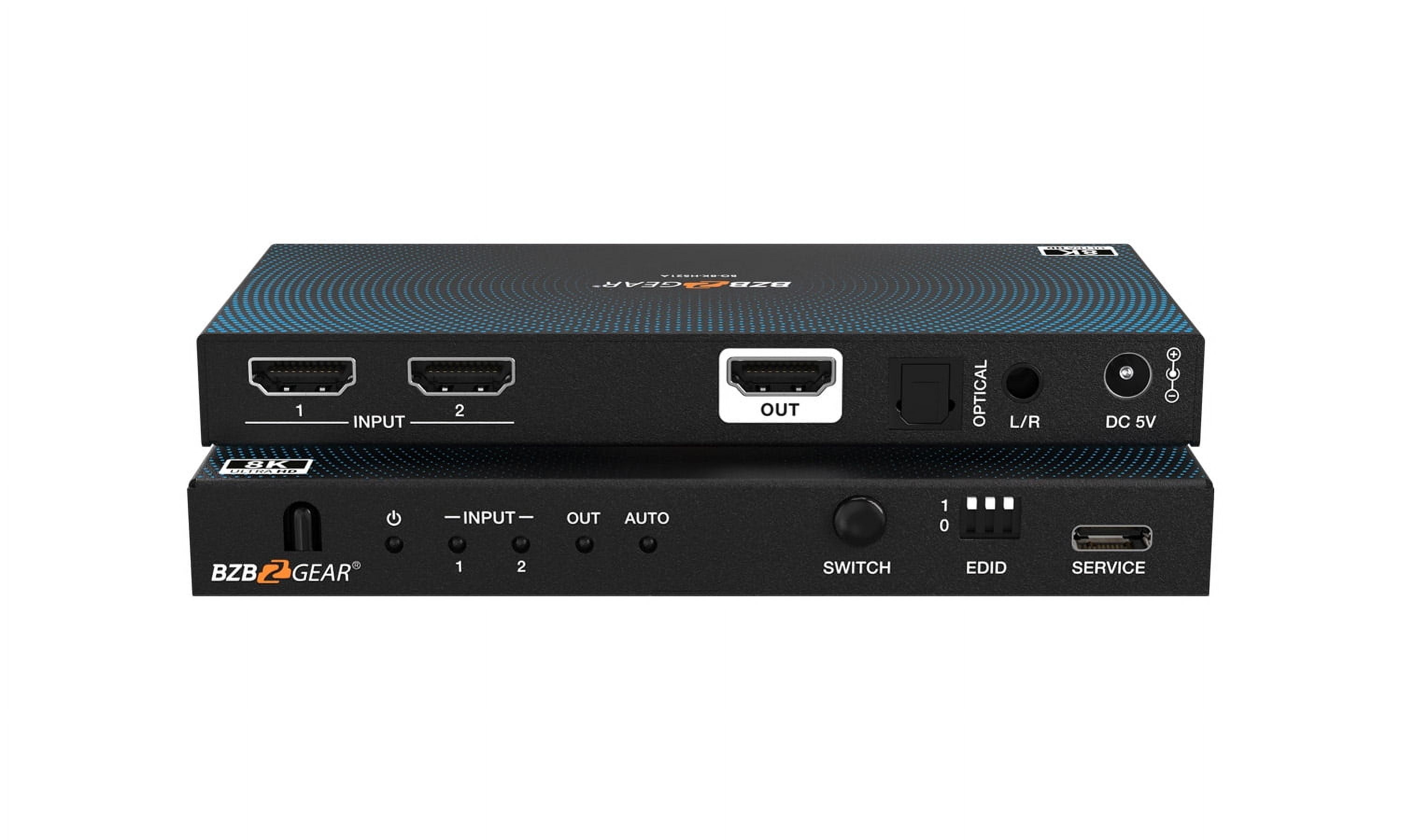 BZBGEAR 2x1 8K UHD HDMI 2.1 Switcher with Audio De-embedder (8K60 ...