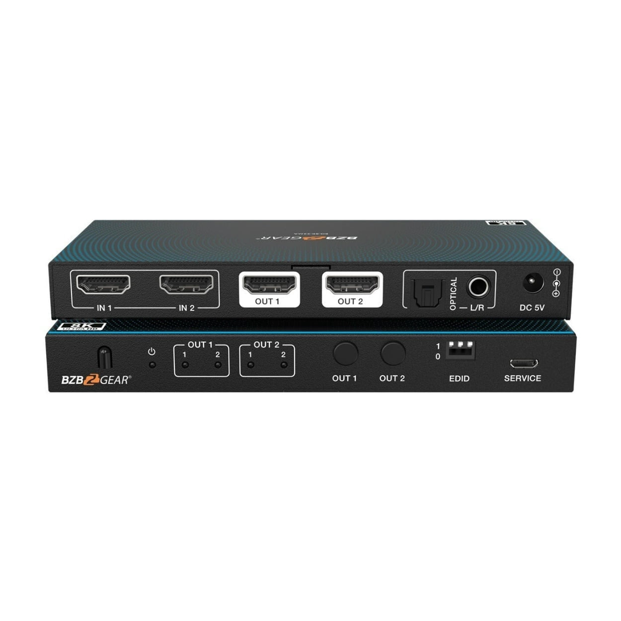 BZBGEAR 2x2 8K UHD HDMI 2.1 Matrix Switcher with Auto Downscaling/Audio ...