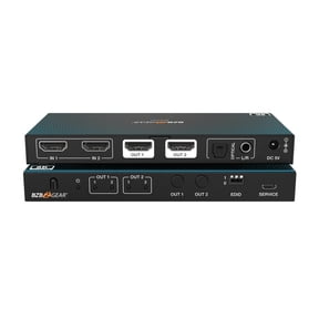 BZBGEAR 2x2 8K UHD HDMI 2.1 Matrix Switcher with Auto Downscaling/Audio De-Embedding (8K60/4K120 and VRR/FVA/ALLM Support)