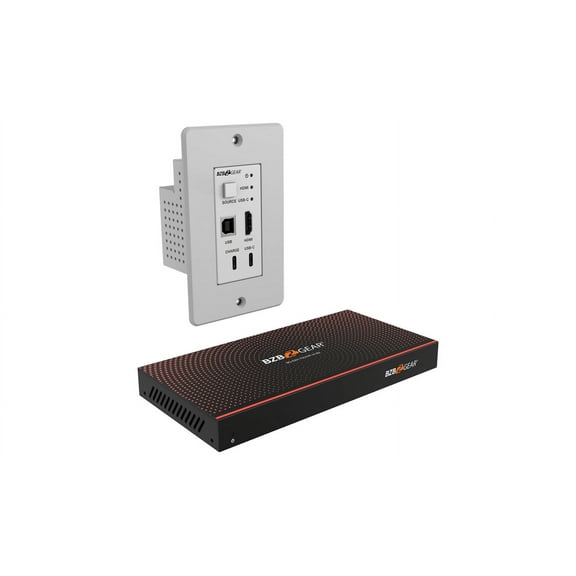 BZBGEAR 3x1 HDMI/USB-C/KVM Wall Plate Switcher & HDBaseT Extender Kit, 4K UHD 18Gbps 230ft Range