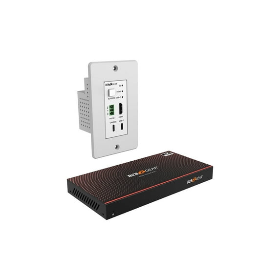 BZBGEAR 3x1 HDMI/USB-C Wall Plate Switcher & HDBaseT Extender Kit, 4K UHD 18Gbps with RS232 – 230ft Range