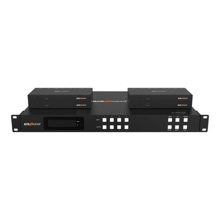 BZBGEAR 4x4 4K UHD HDMI/Audio Matrix Switcher Over HDBaseT with 2-Way IR/ARC/Ethernet/IP and RS-232 Control