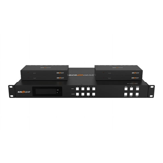 BZBGEAR 4x4 4K UHD HDMI/Audio Matrix Switcher Over HDBaseT with 2-Way IR/ARC/Ethernet/IP and RS-232 Control