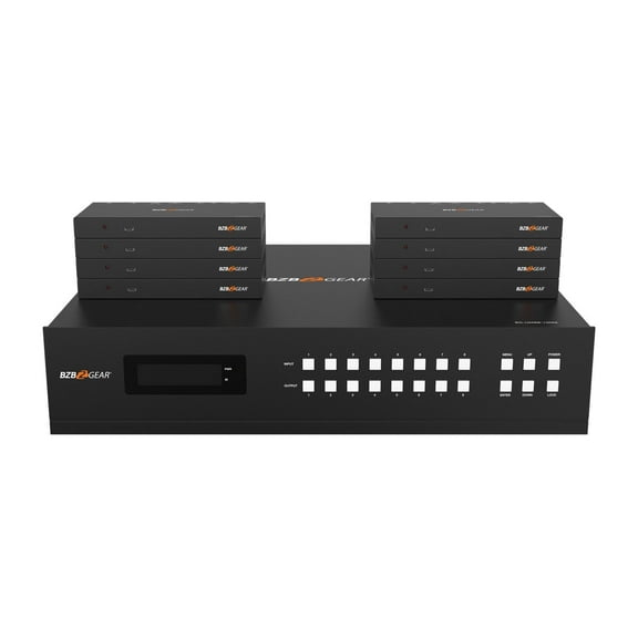 BZBGEAR 8x8 4K UHD HDMI/Audio Matrix Switcher Over HDBaseT with 2-Way IR/ARC/Ethernet/IP and RS-232 Control