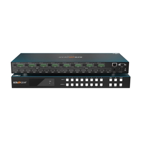 BZBGEAR 8x8 8K UHD HDMI 2.1 Matrix Switcher with Auto Downscaling/Audio De-Embedding (8K60/4K120 and VRR/FVA/ALLM Support)