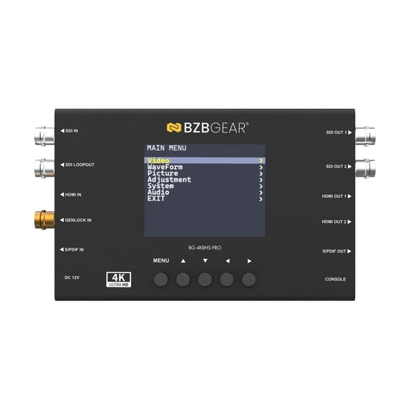 BZBGEAR HDMI 2.0 & 12G/6G/3G/HD-SDI Cross Converter and Scaler with 3.5 LCD Display/Built-in Test Patterns /Audio Embedder/De-Embedder