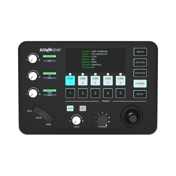 BZBGEAR Universal Compact Serial and IP PTZ Camera Joystick Controller with RS-232/422 Support