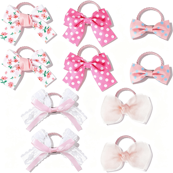 BZCOE 10 Pcs Dog Hair Bow Bowknot,Pink Dogs Hairs Bows with Rubber Bands,Cute Puppy Grooming Bowknot,Hair Accessories Hairs Ties for Cat Pet Dog Ear Bows