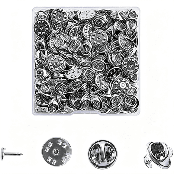 BZCOE 100 Pcs Pin Backings,Silver Locking Pin Back Clutches,Butterfly Tie Tacks for Brooch Hat Lapel Badge Holders,11Mm Secure Pin Backings Replacement Durable Pin Backs