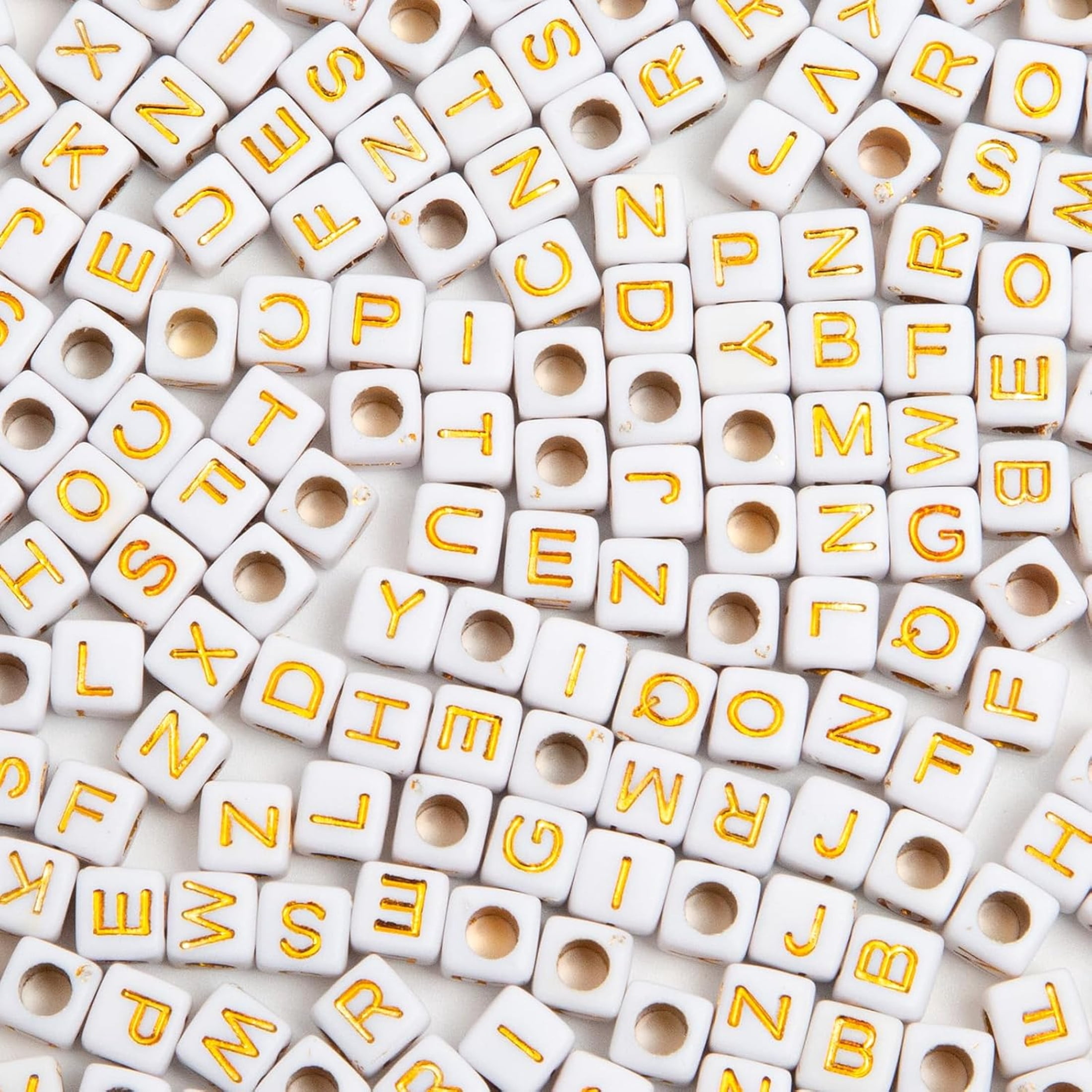 BZCOE 1000Pcs Gold Square Letter Beads 6X6Mm Cube for Bracelets|6X6Mm ...