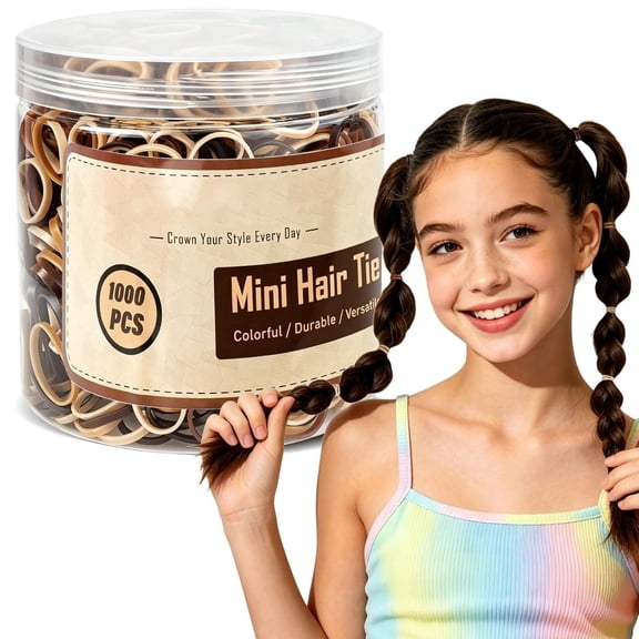 BZCOE 1000Pcs Mini Hair Rubber Bands, Soft & Durable Plastic Elastic Hair Ties for Little Girls, Stretch Ponytail Ties for Kids Hairstyles and Braids