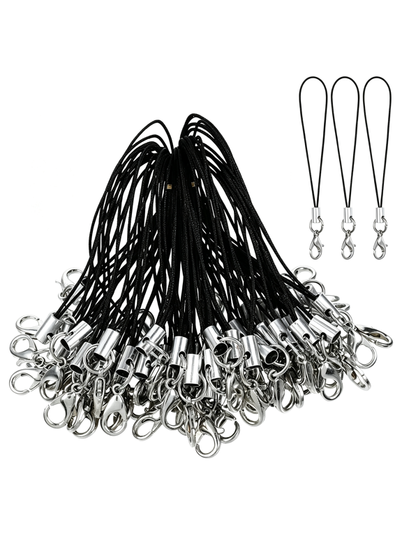 100Pcs Phone Charm Strap with Lobster Clasp Cell Phone Charm Keychain String Lanyard Loop Charms for Keychain Clasps, Usb Drive Diy Jewelry Mobile Accessories Charms