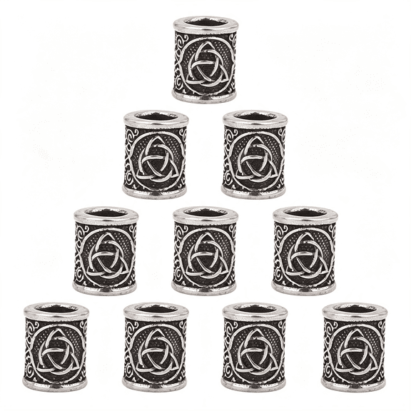 BZCOE 10Pcs Paracord Bead Column Spacer with Trinity Knot Large Hole for Hair, Beard, Bracelets & Jewelry Making Paracord Beads