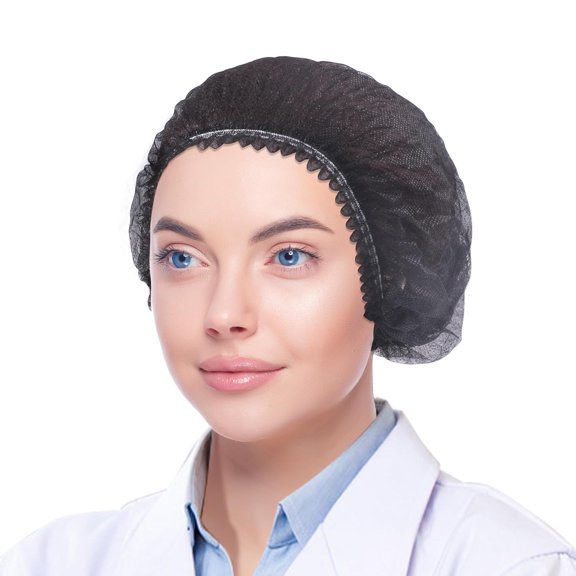 BZCOE 120 Black Hair Nets,21" Disposable Bouffant Caps,Polypropylene Hair Nets for Food Service Workers,Women,Labs,Clinic,Work,Tattoo,Cooking Hair Nets for Women