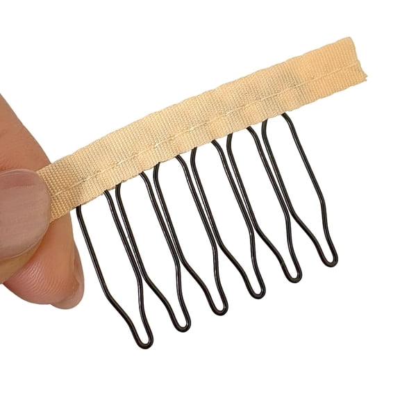 BZCOE 12Pcs Beige 6 Teeth Wig Comb Clips for Synthetic Wig Hairpiece | 6-Tooth Wig Comb Clips,Firm Hold,Fit Synthetic Wigs,Wig Caps and Hairpieces,Essential Supplies for Wig Making
