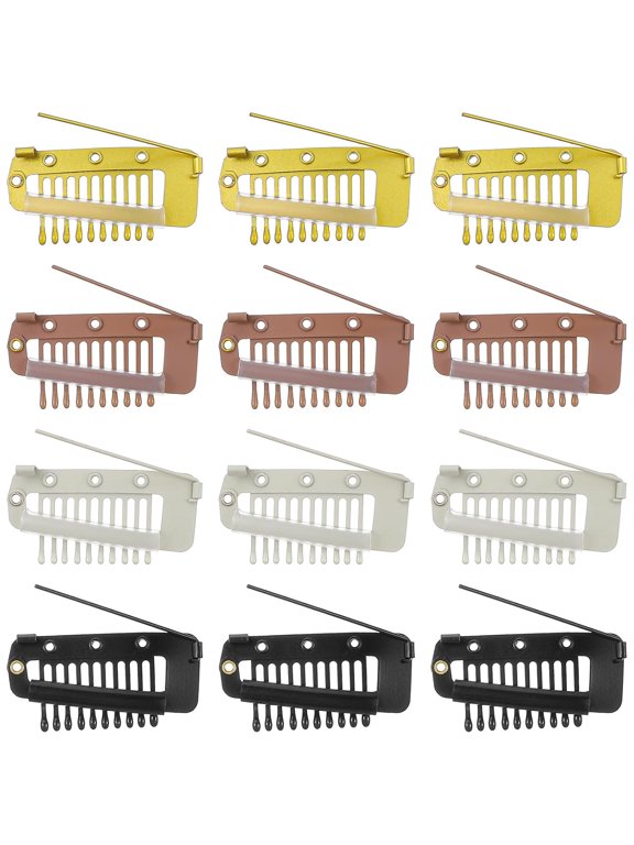 12Pcs Chunni Clips with Safety Pins,Dupatta Clips,10-Teeth Hair Extension Snap Clip to Secure Setting Clip for Girls Women Headscarf&Hijab Durable Chunni Clips