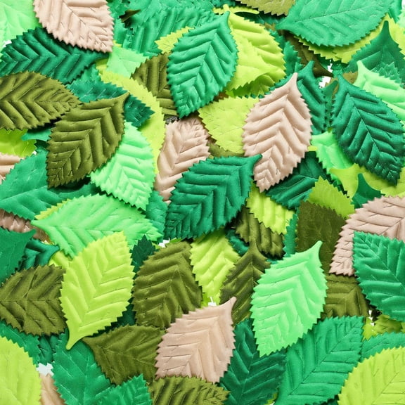 BZCOE 150 Pieces Fake Fabric Leaves for Crafts Mixed Artificial Paper Leaves Scrapbooking Wedding Spring Meadow Diy Craft Supplies Card Faux Roses Leaf Party Decoration