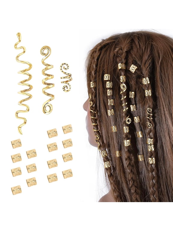 18Pcs Hair Accessories Loc Hair Jewelry for Women Braids,Dreadlock Beads Metal Hair Clips Decoration Gold(Multiple Styles)-Style4 | 18Pcs,Dreadlock Beads,Metal Hair Clips,Multiple Styles