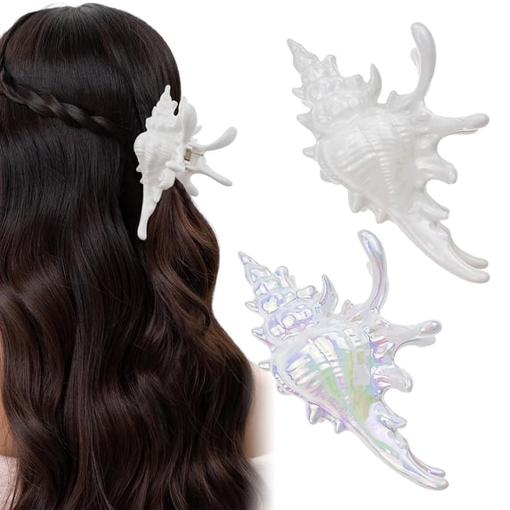BZCOE 2 Pack Conch Hair Clips for Women Beach Ocean Seashell Large Hair ...