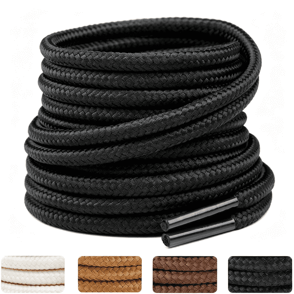 BZCOE 2 Pairs Round Boots Shoelaces Heavy Duty Outdoor Shoe Laces 30-63 Shoestrings for Hiking Sporting Running Boot Laces
