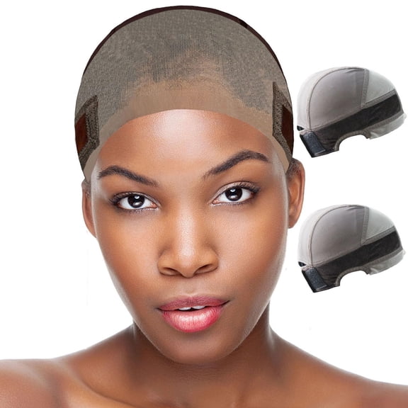 BZCOE 2 Pcs Lace Wig Grip Cap for Women Hd 11X5 Lace Area Wig Caps with Non Slip Grip Headband to Keep the Wig in Place Adjustable Wig Cap(Brown 11X5 Lace Area,2 Caps Per Pack,Medium Size)