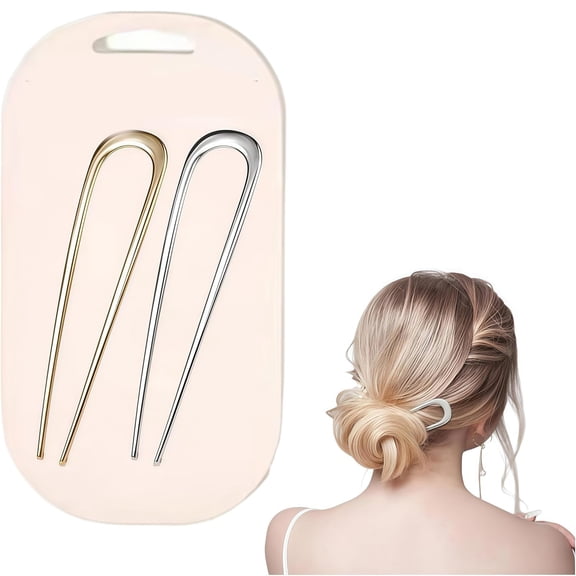 BZCOE 2 Pcs U-Shaped Large 5.5" Metal Hair Pin,French Hair Pin,French Hairpin,U Pins for Hair Bun,Hair Pins for Styling,Hair Pins for Thick Hair,Bun Pins