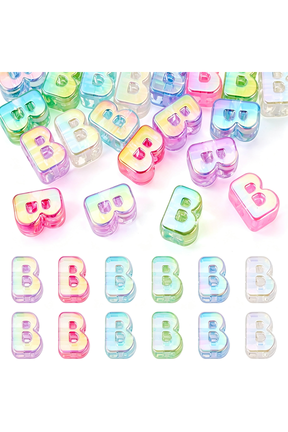 20Pcs Large Letter Beads Big Bubble Alphabet Beads Iridescent 20Mm Chunky Single Letter B Initial Bead for Friendship Bracelets Making Keychains Bag Charms Shoelaces Chunky Letter Beads