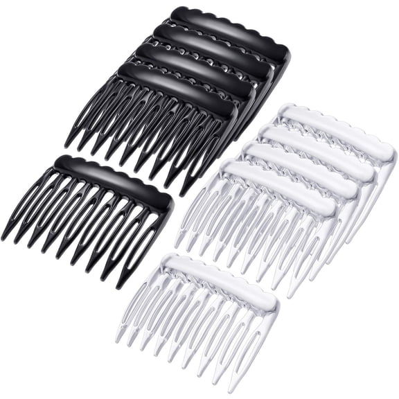 BZCOE 24Pcs Small Hair Combs Side Combs Plastic French Teeth for Women Accessories Bridal Wedding Veil Comb for Fine Hair,Black and Clear,Compact Pocket Comb