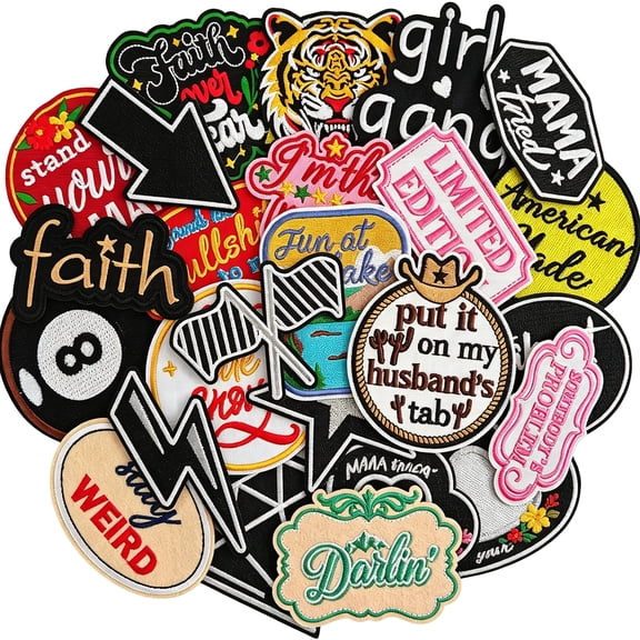 BZCOE 25Pcs Western Iron on Patches,Funny Vintage Cowboy Cowgirl Embroidered Applique Patches for Trucker Hats,Jeans,Jackets,Bags,Dress,Vintage Cowboy Cowgirl Embroidered Versatile Hat Patches