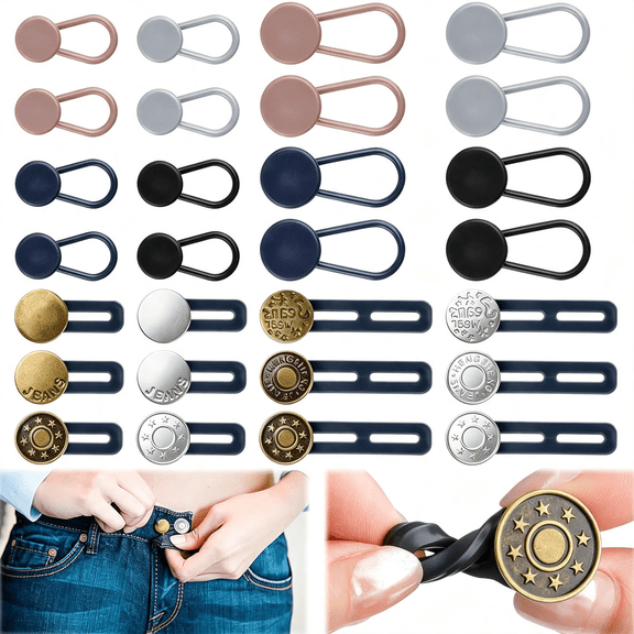BZCOE 28 Pcs Button Extenders for Jeans, Waist Extender for Jeans, Pants | Button Extender for Women & Men, No Sewing Waistband Extenders 1-1.8 Inches, WomenS Accessories