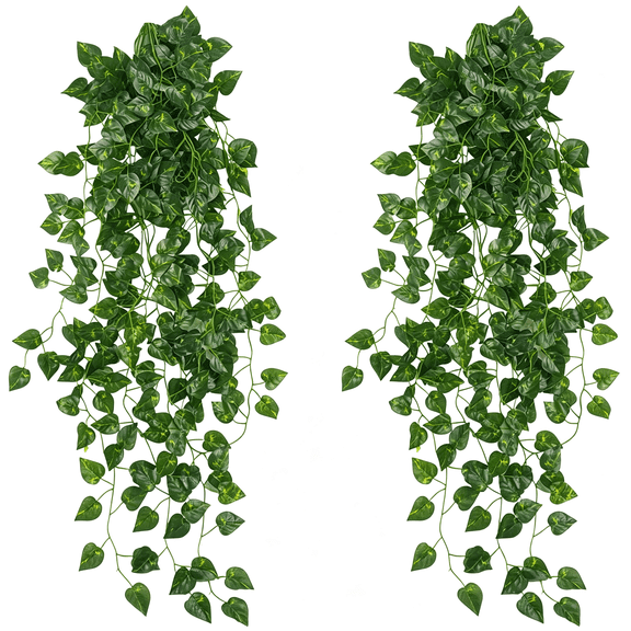 BZCOE 2Pcs Fake Plants for Outside Fake Plant Decor 3.1Ft Artificial Hanging Plants Fake Ivy Vine Faux Greenery Vine Plant for Home Room Wall Pot Hanging Planter Indoor Outdoor Dcor