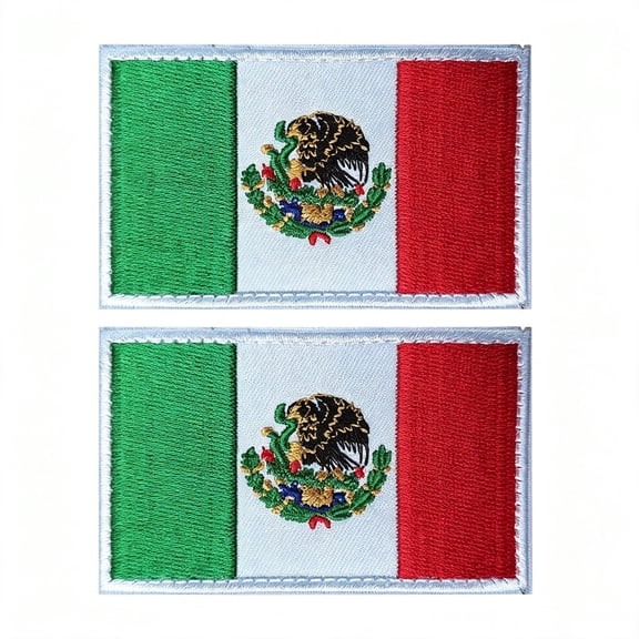BZCOE 2Pcs Mexican Flag Patches Embroidered Morale Patch Hook and Loop Mexico,Tactical Military Patch,Versatile Tactical Attachment,Applique Fastener,32"Es