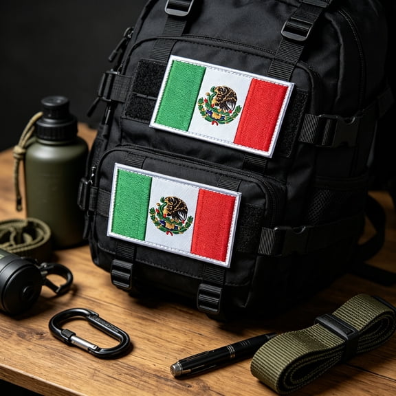 BZCOE 2Pcs Mexico Flag Patches Embroidered Morale Patch Hook and Loop|Mexico,Tactical Military Patch,Versatile Tactical Attachment,Applique Fastener,Mexico Patch 3"2"