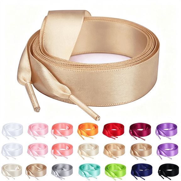 BZCOE 3/4" Wide Satin Ribbon Shoelaces Flat Colorful Shoe Laces for Women Colorful Corset Lace