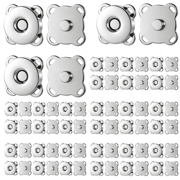 BZCOE 30 Sets Silver Magnetic Snaps Buttons 14Mm for Purses Bags Clothes | Plum Shape,Invisible Clasps,Sew On,Strong Magnetic Closure,Zinc Alloy,For Handbags,Totes,Backpacks & Diy Crafts