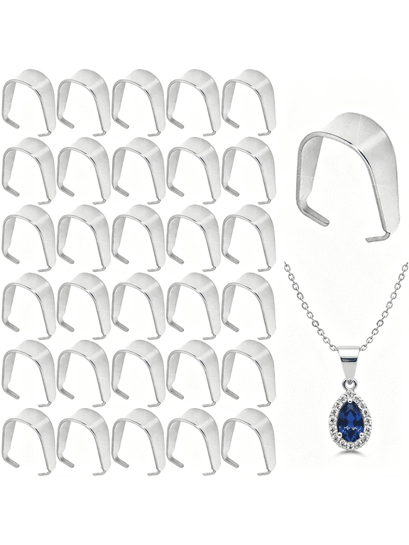 300Pcs Stainless Steel Snap on Bails,8.5Mm Pinch Clip Pendant Connector Charm Clasp for Jewelry Making,Necklace Earring Bracelet Choker Findings(Silver)