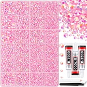 BZCOE 32000Pcs Pink Rhinestones for Bedazzling,Light Pink Assorted Sizes 2-6Mm Flatback Gems Bedazzle Kit with B7000 Glue,Flat Back Resin Diamond Crystal Stone Jewel Gemstone for Crafting Clothes