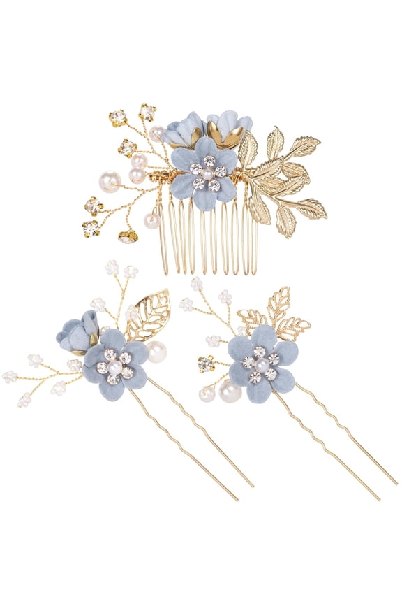3Pcs Flower Tassels Hairpin for Women,Non-Slip Pearl Hair Clips Headpiece,Retro Chinese Hanfu Wedding Brides Hair Accessories for Long Hair- Retro Pearl Bridesmaid Gifts for Wedding Dayblue