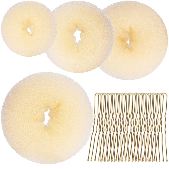 BZCOE 4 Pcs Hair Donut Hair Bun Maker(Extra-Large,Large,Medium,Small) with Hair Pins 20 Pcs,Versatile Hair Bun Blonde