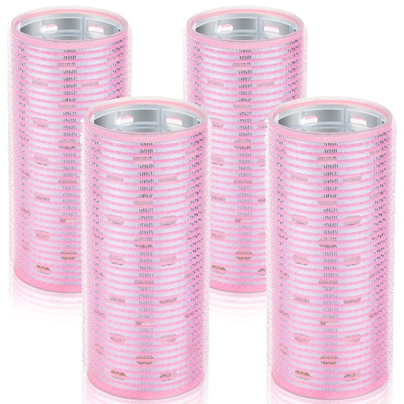 BZCOE 4 Pcs Long Hair Rollers for Bangs Aluminum Core Curlers Thermal Self Grip Roller for Long and Medium Hair Women Hairstyle(Versatile Hair Curler 4.7 X 2",Light Pink)