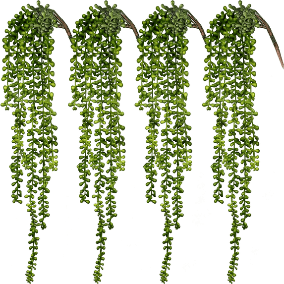 BZCOE 4Pcs Fake Hanging Plants,String of Pearls Artificial Hanging ...