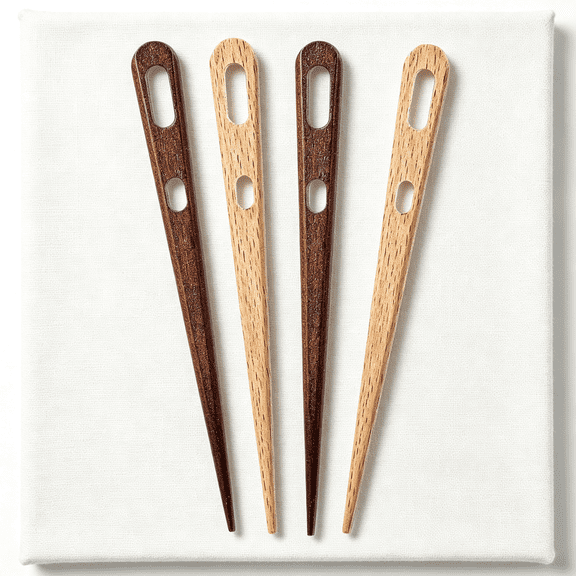 BZCOE 4Pcs Nalbinding Needle,Large Two-Eyed Weaving Needles for Knitting Crochet,Multipurpose Beech Wood Tapestry Needle,Versatile Tapestry Needle