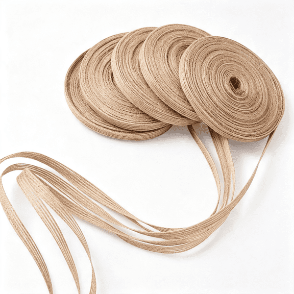 BZCOE 5 Rolls Natural Burlap Ribbon Fabric Ribbon 1/4"Es Tan Jute Linen Ribbon Rolls for Party Decoration,Diy Crafts Gift Wrapping Christmas Making