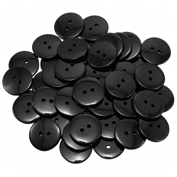 BZCOE 50 Pcs 3/4 Inch Buttons for Crafts, 2 Holes Resin Black Buttons ...