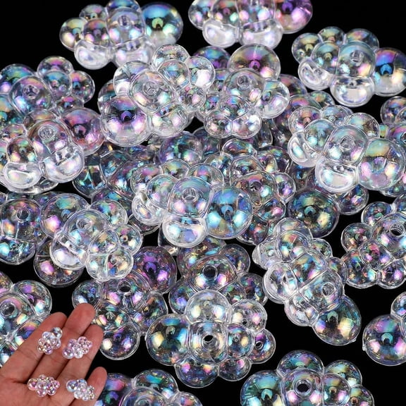 BZCOE 50 Pcs Tiny Fake Bubbles Plastic Bubbles for Crafts with Hole | Bubble Decorations Bubble Beads for Diy Necklaces Bracelets Jewelry Making Bubble Clusters Miniature Dollhouse Accessories