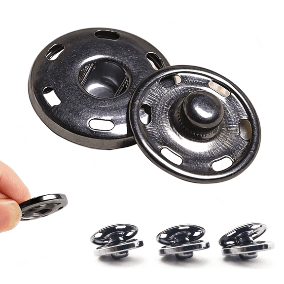 BZCOE 50 Sets Sew-On Snap Buttons,Gun Black|Metal Snaps Fasteners Press Studs Buttons for Sewing Clothing,3/4" 19Mm Snaps