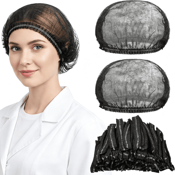 BZCOE 500 Pcs Black Disposable Hair Nets, 21 Inch Bouffant Caps, Elastic Hair Covers for Food Service, Kitchen, Nurses, Labs Disposable Hat Nets