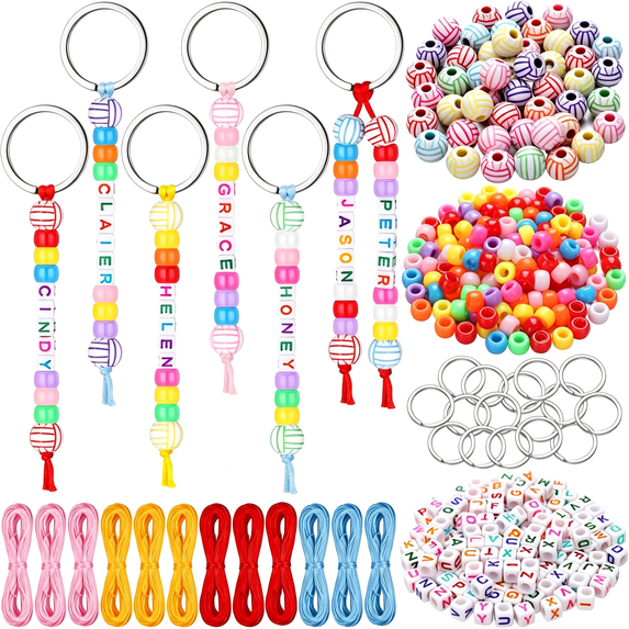 BZCOE 564 Pcs Diy Bead Keychain Kit Key Chain Making Craft Adjustable ...
